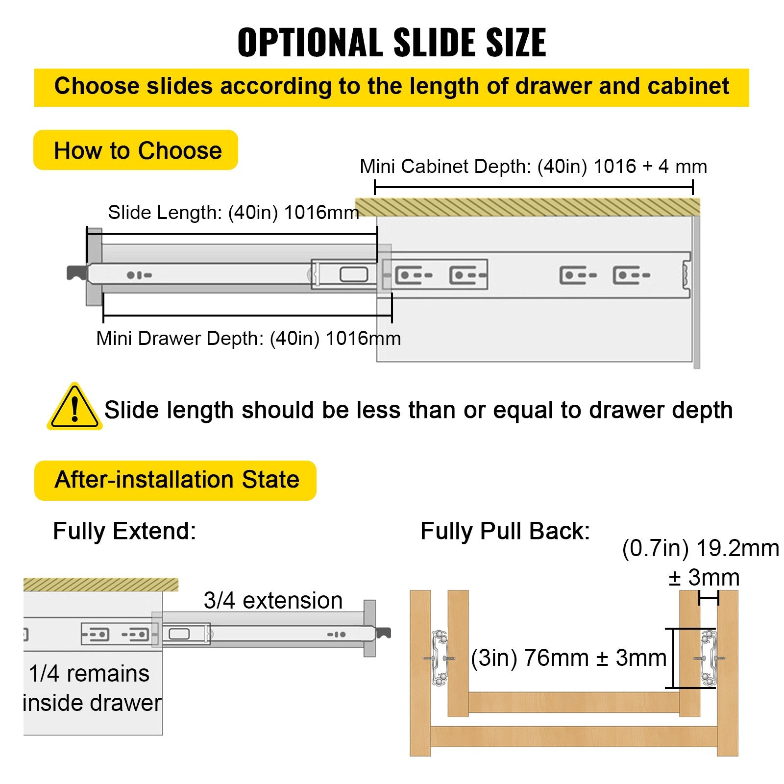 Drawer Slides with Lock, 1 Pair 40 inch, Heavy-Duty Industrial Steel up to 500 lbs Capacity, 3-Fold Full V952-SDSSSCTD40500HBPDV0
