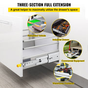 Drawer Slides with Lock, 1 Pair 60 inch, Heavy-Duty Industrial Steel up to 500 lbs Capacity, 3-Fold Full V952-SDSSSCTD60500CW2TV0