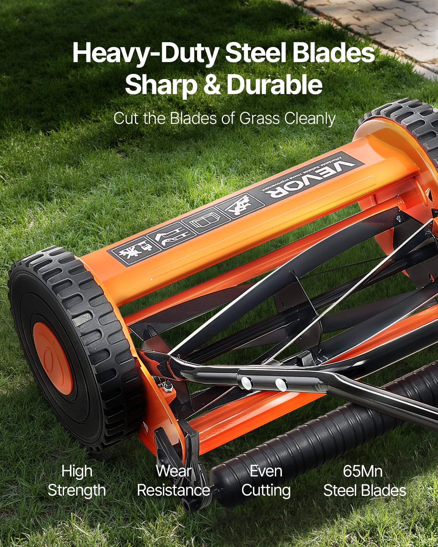 40cm Push Reel Lawn Mower 5-Blade Adjustable Height Grass Catcher 2-Wheel V952-SDTSGZGCJ16I1M9M1001V0