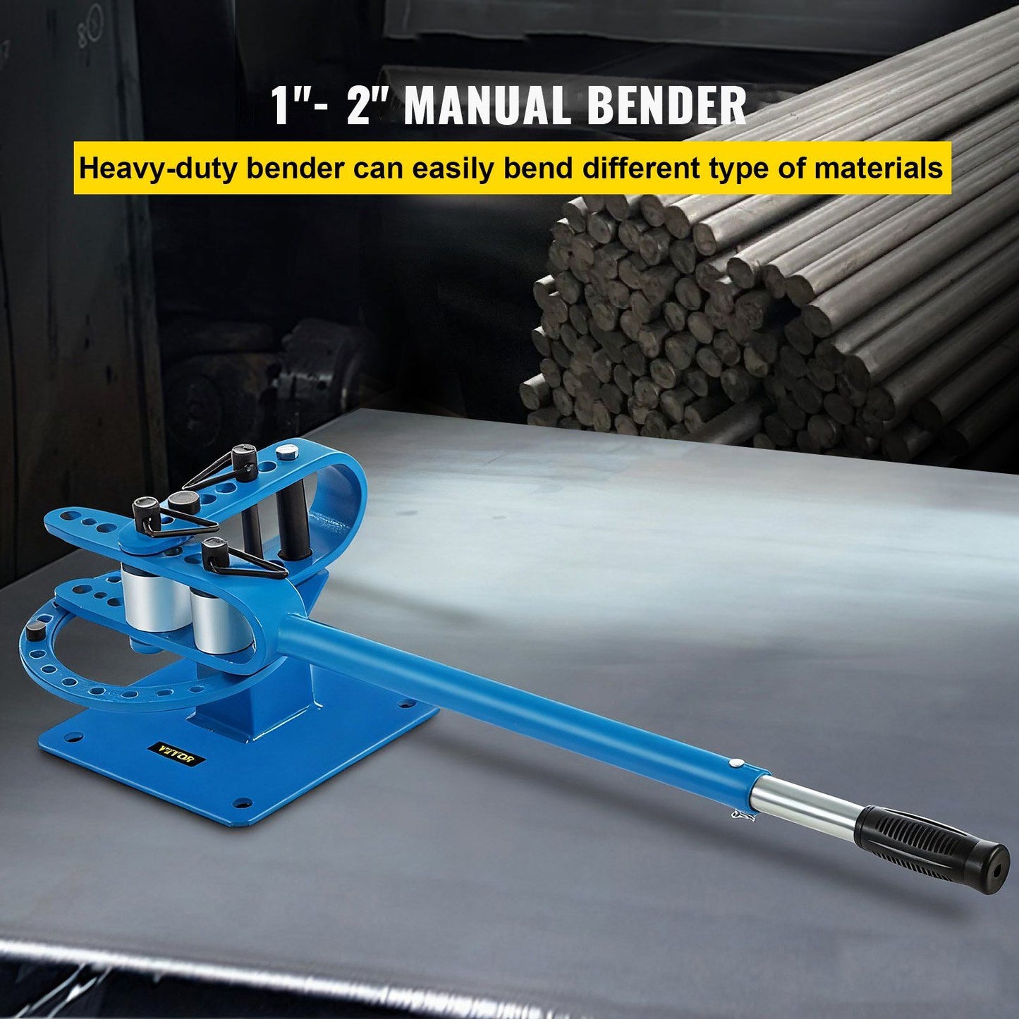 YP-9 Manual Bender, Soild Round Square Bar Metal Bender with 7 Bending Dies, Metal Rod Bar Bender Bending V952-SDWGJ1-3INCH00001V0