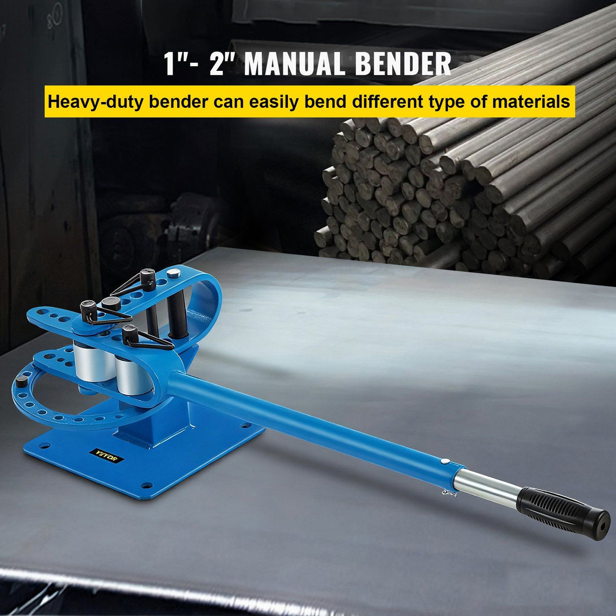 YP-9 Manual Bender, Soild Round Square Bar Metal Bender with 7 Bending Dies, Metal Rod Bar Bender Bending V952-SDWGJ1-3INCH00001V0