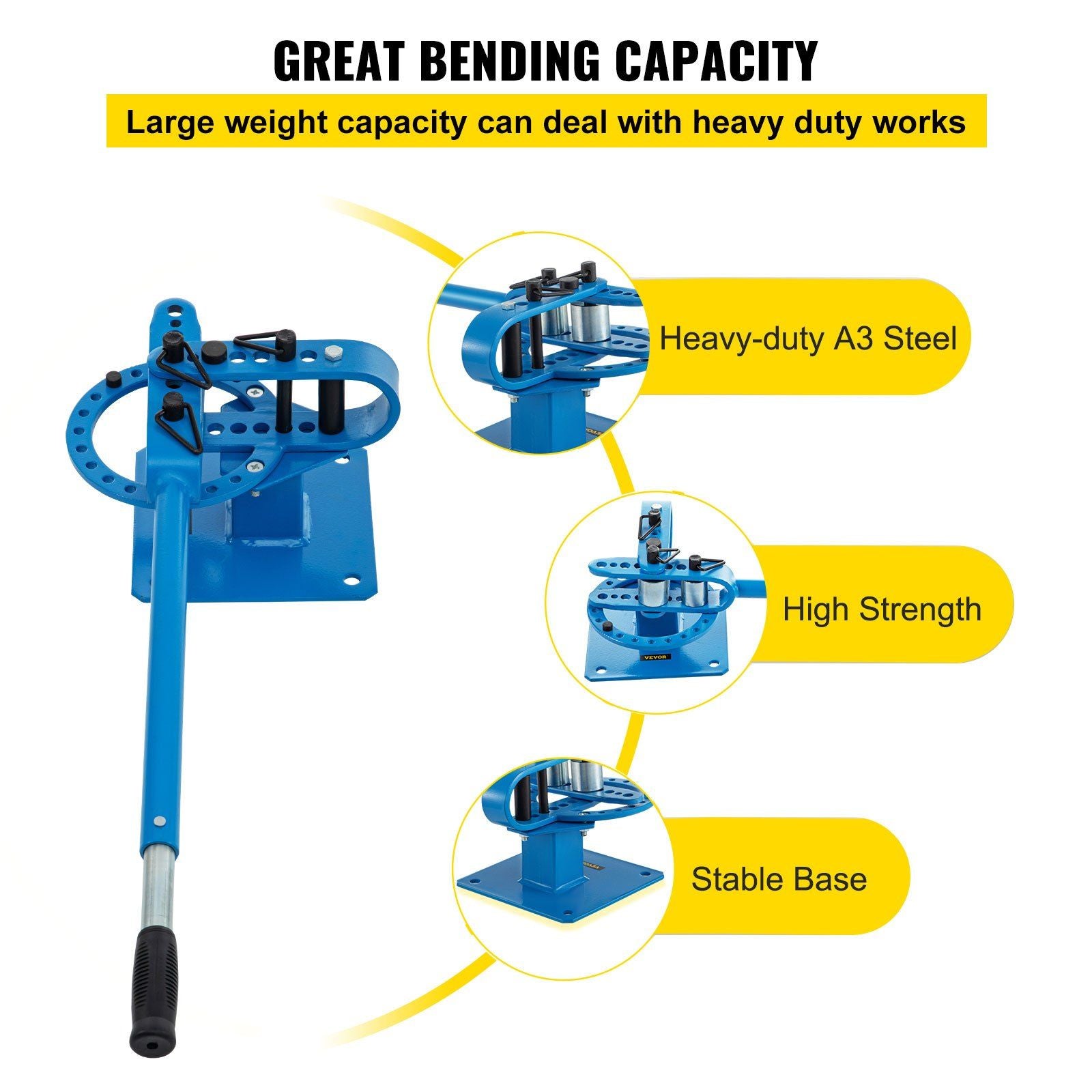 YP-9 Manual Bender, Soild Round Square Bar Metal Bender with 7 Bending Dies, Metal Rod Bar Bender Bending V952-SDWGJ1-3INCH00001V0