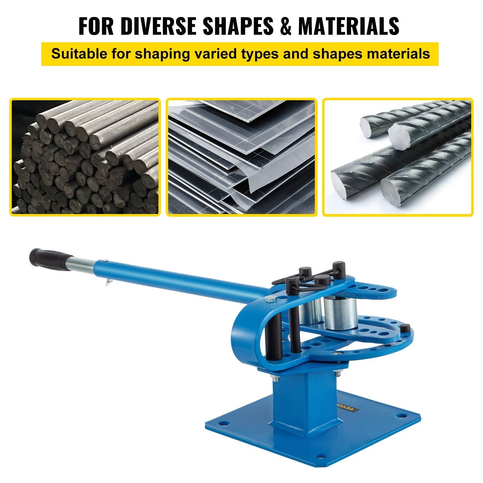 YP-9 Manual Bender, Soild Round Square Bar Metal Bender with 7 Bending Dies, Metal Rod Bar Bender Bending V952-SDWGJ1-3INCH00001V0