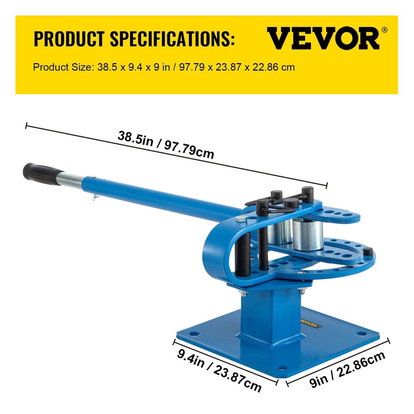 YP-9 Manual Bender, Soild Round Square Bar Metal Bender with 7 Bending Dies, Metal Rod Bar Bender Bending V952-SDWGJ1-3INCH00001V0