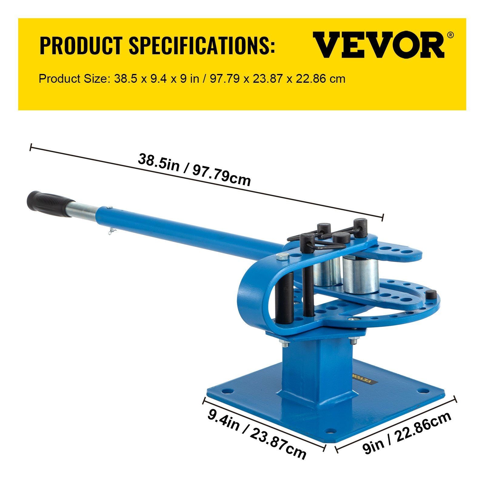 YP-9 Manual Bender, Soild Round Square Bar Metal Bender with 7 Bending Dies, Metal Rod Bar Bender Bending V952-SDWGJ1-3INCH00001V0