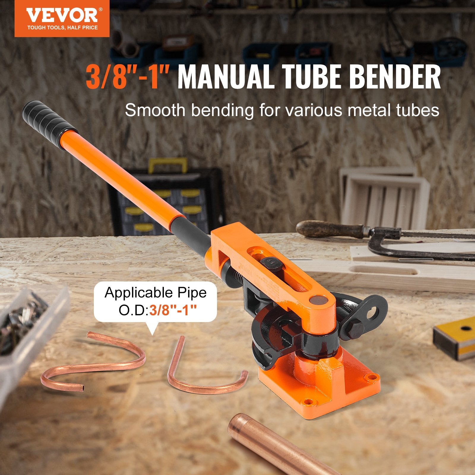 Pipe Tube Bender, 3/8" to 1" OD Manual Pipe Tube Bender with 7 Bending Dies, 180 degrees Copper Aluminum V952-SDWGJCSGY7381K20RV0