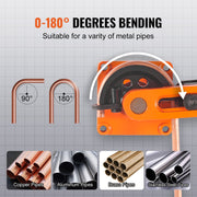 Pipe Tube Bender, 3/8" to 1" OD Manual Pipe Tube Bender with 7 Bending Dies, 180 degrees Copper Aluminum V952-SDWGJCSGY7381K20RV0