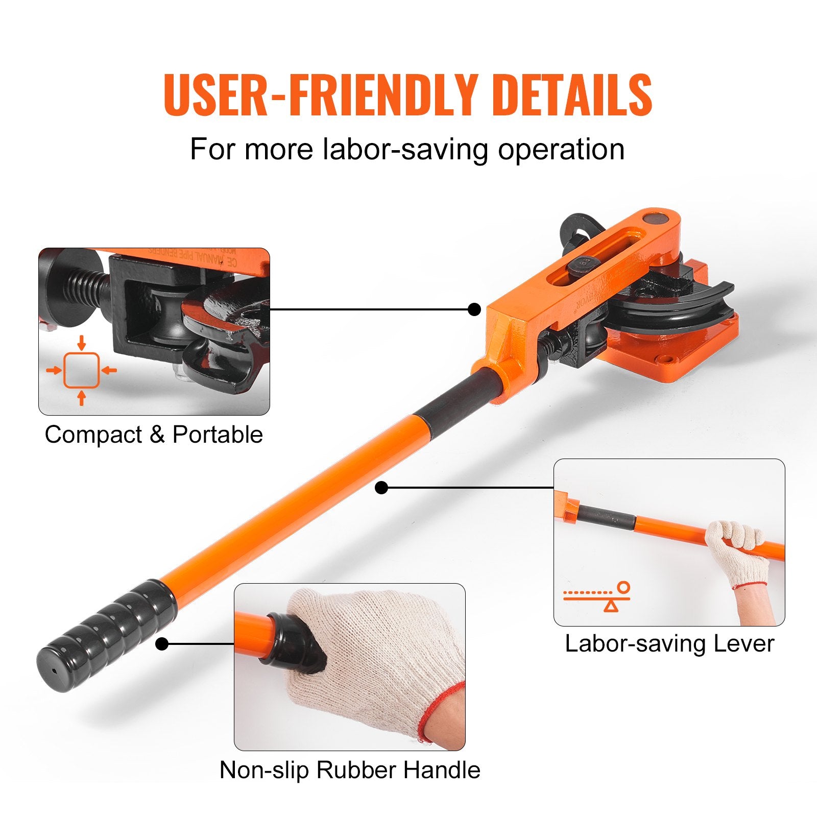 Pipe Tube Bender, 3/8" to 1" OD Manual Pipe Tube Bender with 7 Bending Dies, 180 degrees Copper Aluminum V952-SDWGJCSGY7381K20RV0