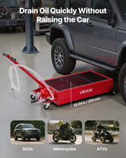 Low Profile Oil Drain Pan, 75.7 L Capacity, Rolling Oil Drain Pan with Manual Pump, 2.2 m Hose & T Folding V952-SDWSPYCJS20GXVX4S001V0