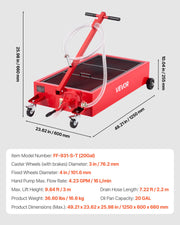 Low Profile Oil Drain Pan, 75.7 L Capacity, Rolling Oil Drain Pan with Manual Pump, 2.2 m Hose & T Folding V952-SDWSPYCJS20GXVX4S001V0