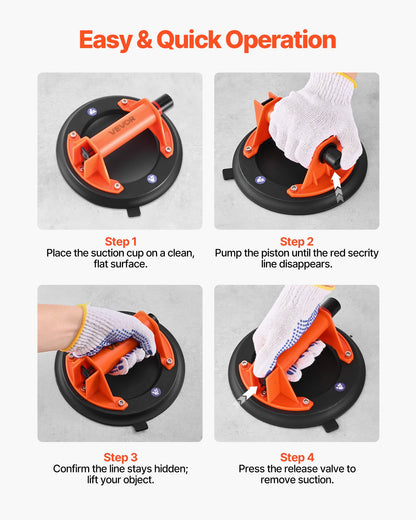 Vacuum Suction Cup, 203 mm Vacuum Glass Lifter with ABS Handle, 180 kg Max Lifting Capacity Tile Suction Cup V952-SDXP8YC240BA2HI23001V0