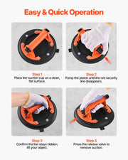 Vacuum Suction Cup, 203 mm Vacuum Glass Lifter with Metal Handle, 195 kg Max Lifting Capacity Tile Suction V952-SDXP8YC275BJBHP02001V0