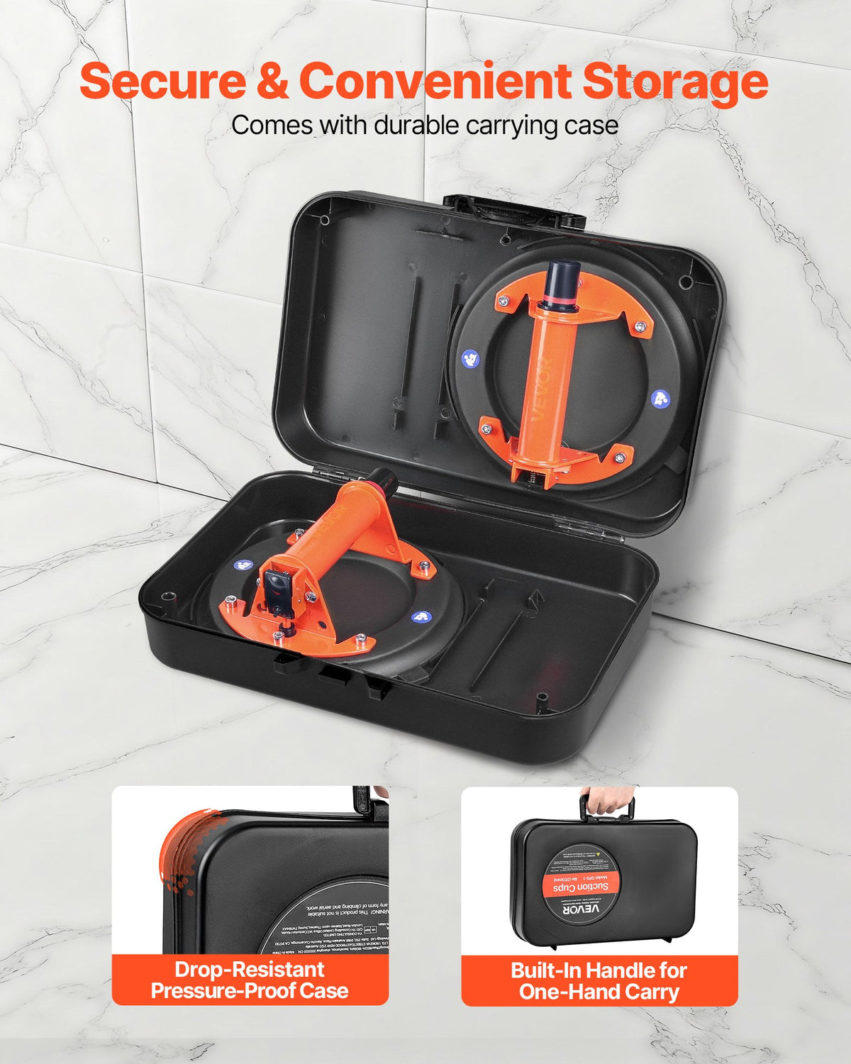 Vacuum Suction Cup, 203 mm Vacuum Glass Lifter with Metal Handle, 195 kg Max Lifting Capacity Tile Suction V952-SDXP8YC275BJBHP02001V0