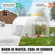 Walk-in Tunnel Greenhouse 9.58x6.43x6.23ft Galvanized Frame PE Cover White V952-SDXWS10X7X7F4BYNQV0