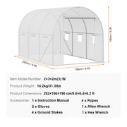 Walk-in Tunnel Greenhouse 9.58x6.43x6.23ft Galvanized Frame PE Cover White V952-SDXWS10X7X7F4BYNQV0