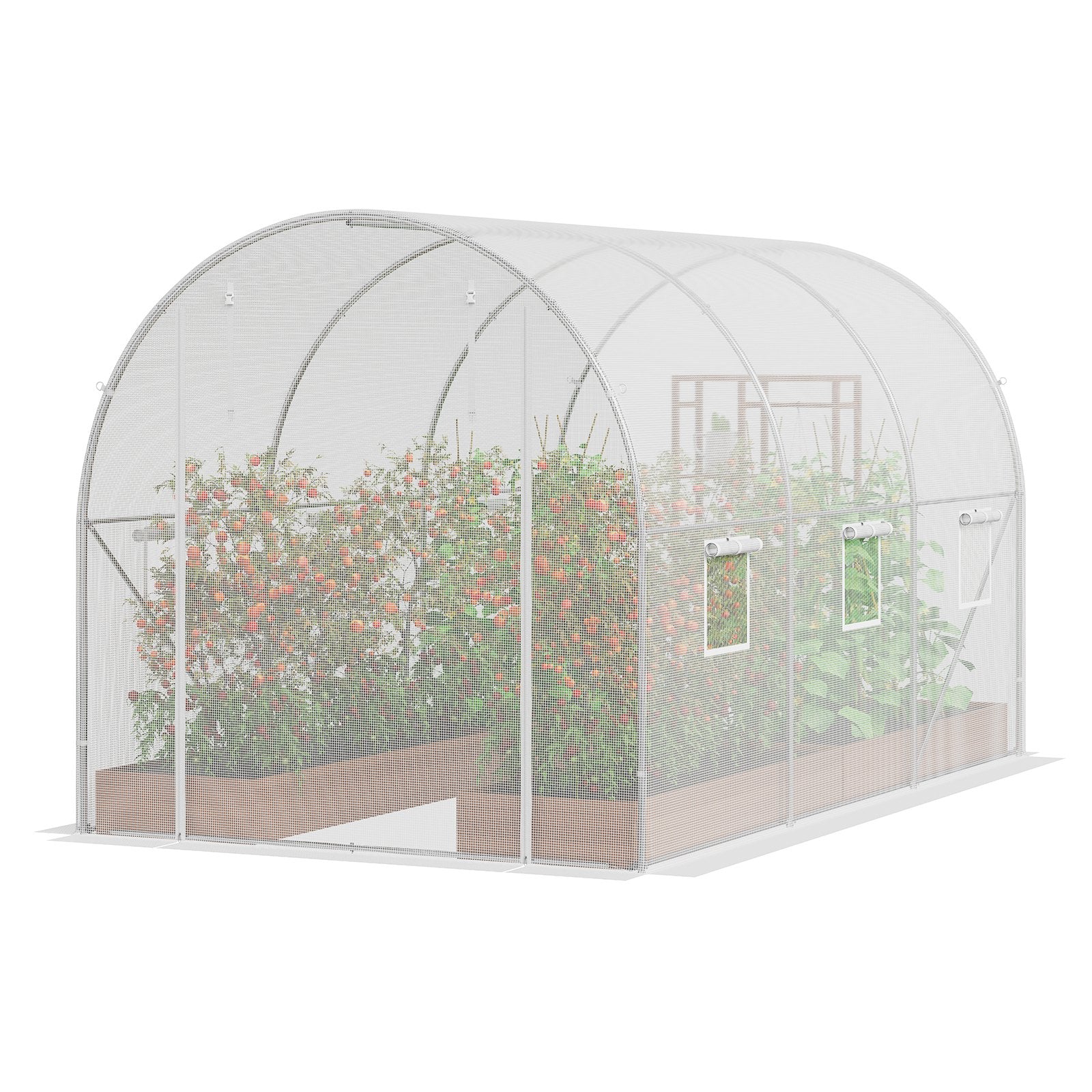 Walk-in Tunnel Greenhouse 9.58x6.43x6.23ft Galvanized Frame PE Cover White V952-SDXWS10X7X7F4BYNQV0