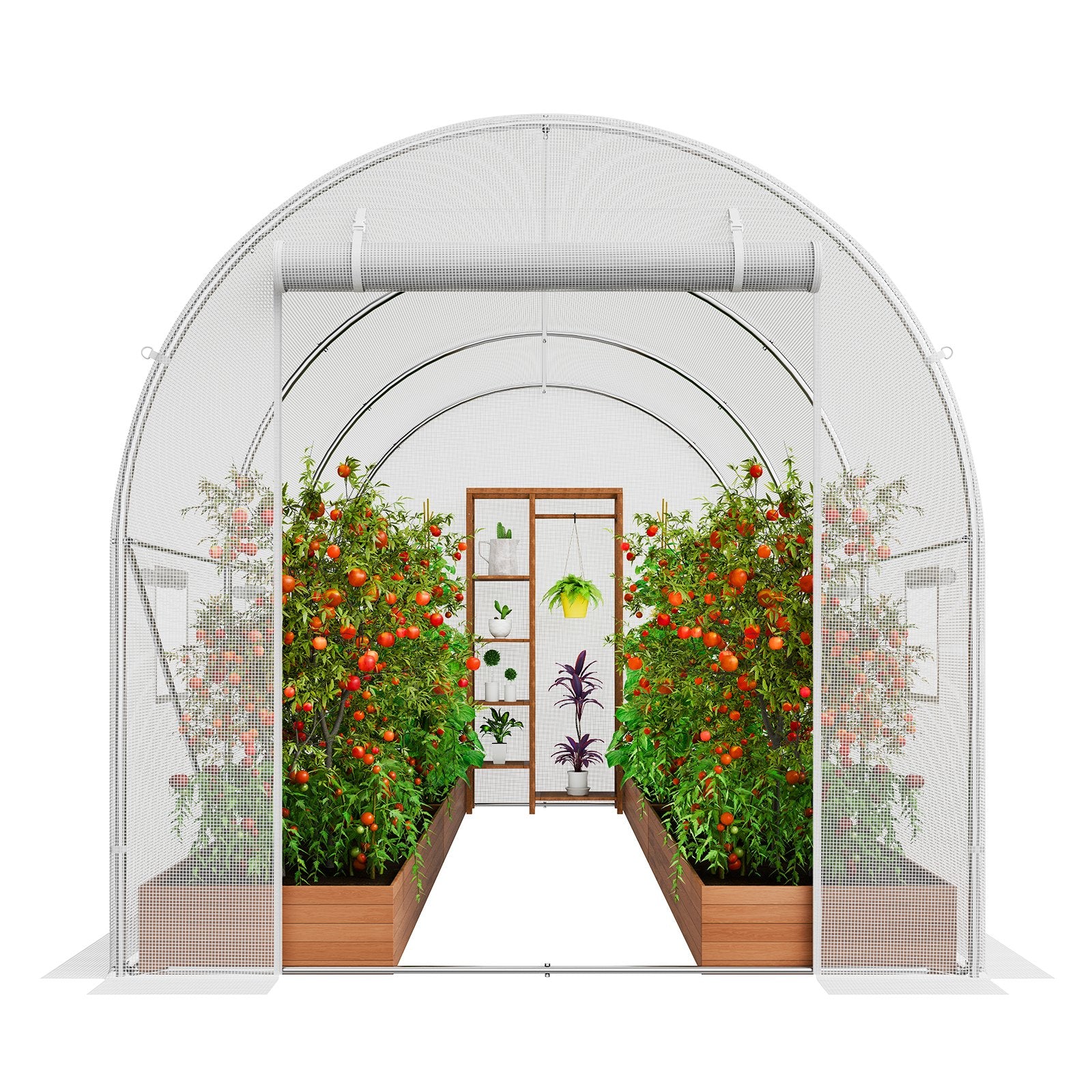 Walk-in Tunnel Greenhouse 9.58x6.43x6.23ft Galvanized Frame PE Cover White V952-SDXWS10X7X7F4BYNQV0