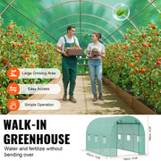 Walk-in Tunnel Greenhouse 9.58x6.43x6.23ft Galvanized Frame PE Cover Green V952-SDXWS10X7X7FP2NGIV0