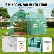 Walk-in Tunnel Greenhouse 9.58x6.43x6.23ft Galvanized Frame PE Cover Green V952-SDXWS10X7X7FP2NGIV0
