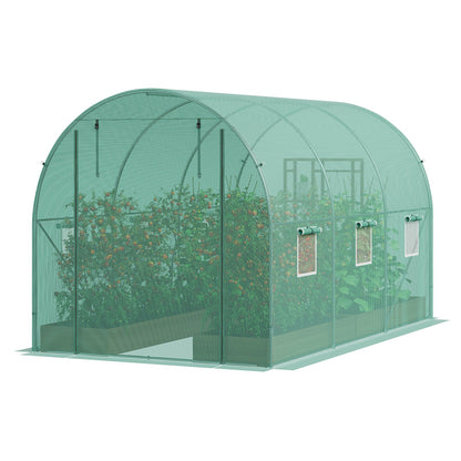 Walk-in Tunnel Greenhouse 9.58x6.43x6.23ft Galvanized Frame PE Cover Green V952-SDXWS10X7X7FP2NGIV0