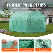 Walk-in Tunnel Greenhouse 14.6x6.36x6.3ft Galvanized Frame PE Cover Green V952-SDXWS15X7X7FO6TUWV0