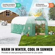Walk-in Tunnel Greenhouse 14.6x6.36x6.3ft Galvanized Frame PE Cover Green V952-SDXWS15X7X7FO6TUWV0