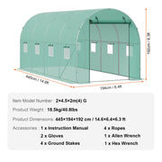 Walk-in Tunnel Greenhouse 14.6x6.36x6.3ft Galvanized Frame PE Cover Green V952-SDXWS15X7X7FO6TUWV0