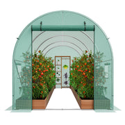 Walk-in Tunnel Greenhouse 14.6x6.36x6.3ft Galvanized Frame PE Cover Green V952-SDXWS15X7X7FO6TUWV0