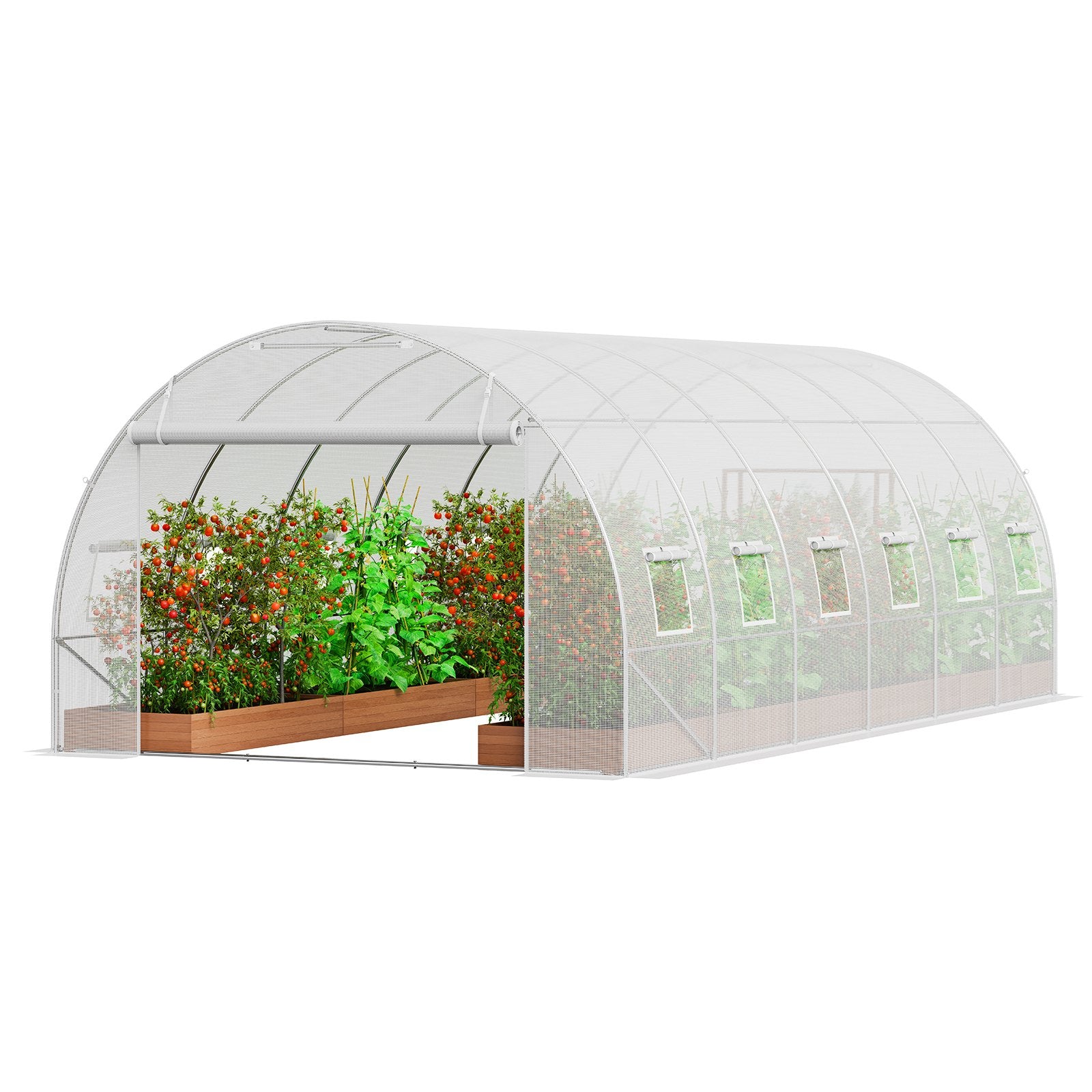 Walk-in Tunnel Greenhouse, 19.4x9.7x6.5 ft Hoop House Greenhouse Tunnel, Plant Hot House with Galvanized V952-SDXWS20X10X78IHE2V0
