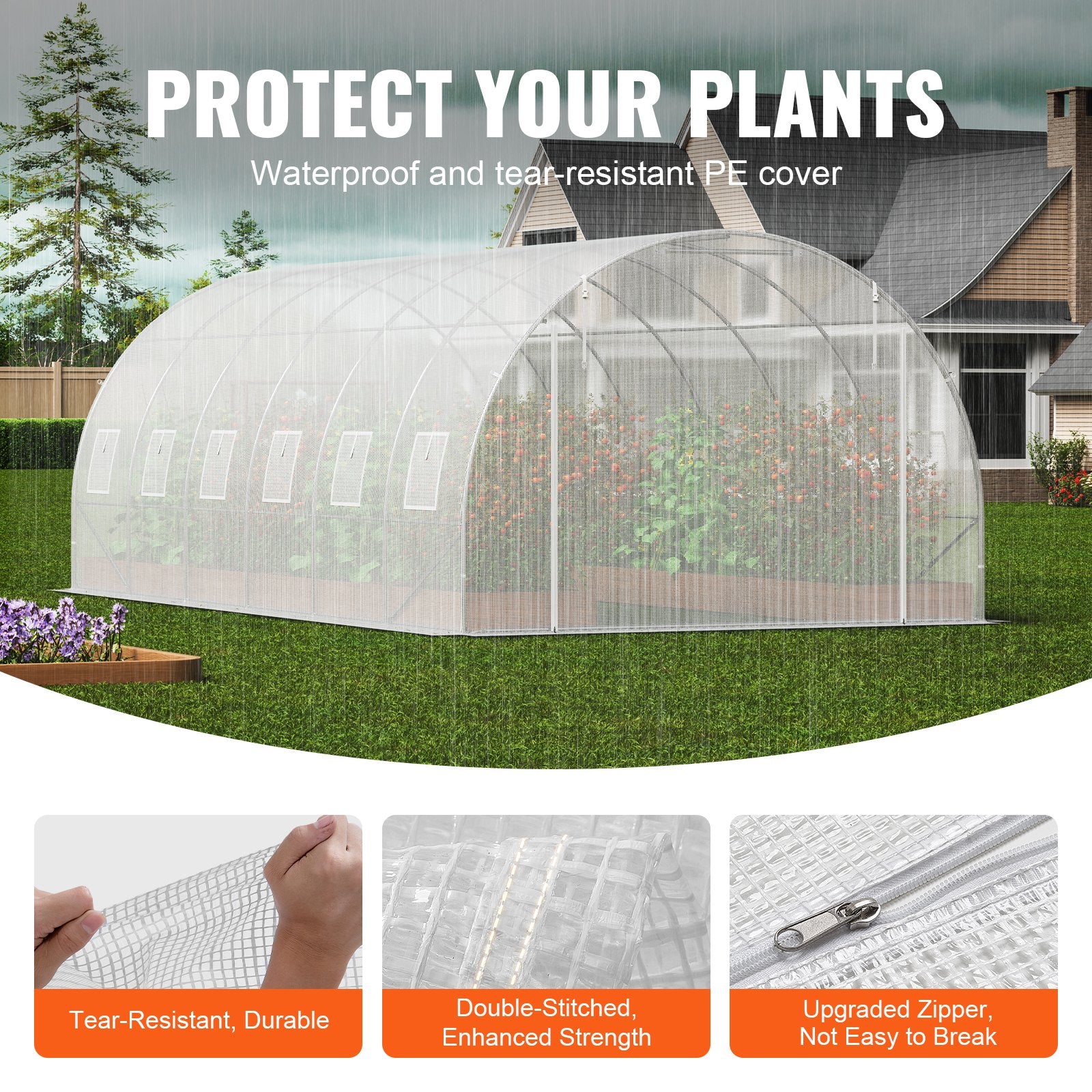 Walk-in Tunnel Greenhouse, 19.4x9.7x6.5 ft Hoop House Greenhouse Tunnel, Plant Hot House with Galvanized V952-SDXWS20X10X78IHE2V0