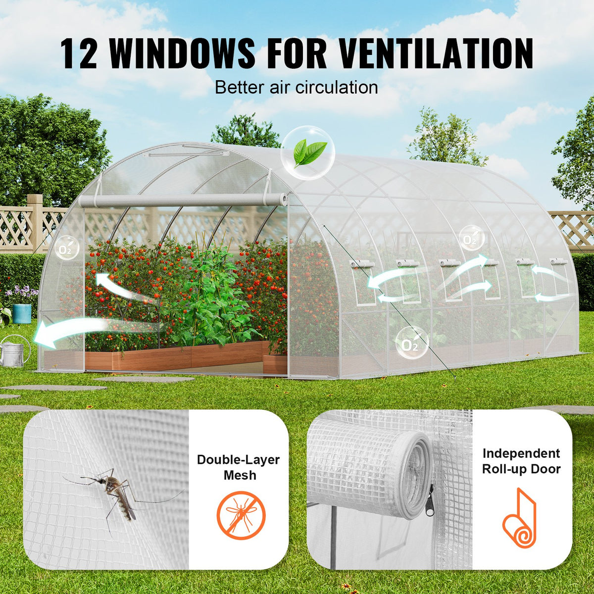 Walk-in Tunnel Greenhouse, 19.4x9.7x6.5 ft Hoop House Greenhouse Tunnel, Plant Hot House with Galvanized V952-SDXWS20X10X78IHE2V0