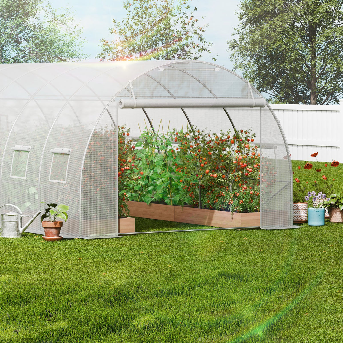 Walk-in Tunnel Greenhouse, 19.4x9.7x6.5 ft Hoop House Greenhouse Tunnel, Plant Hot House with Galvanized V952-SDXWS20X10X78IHE2V0