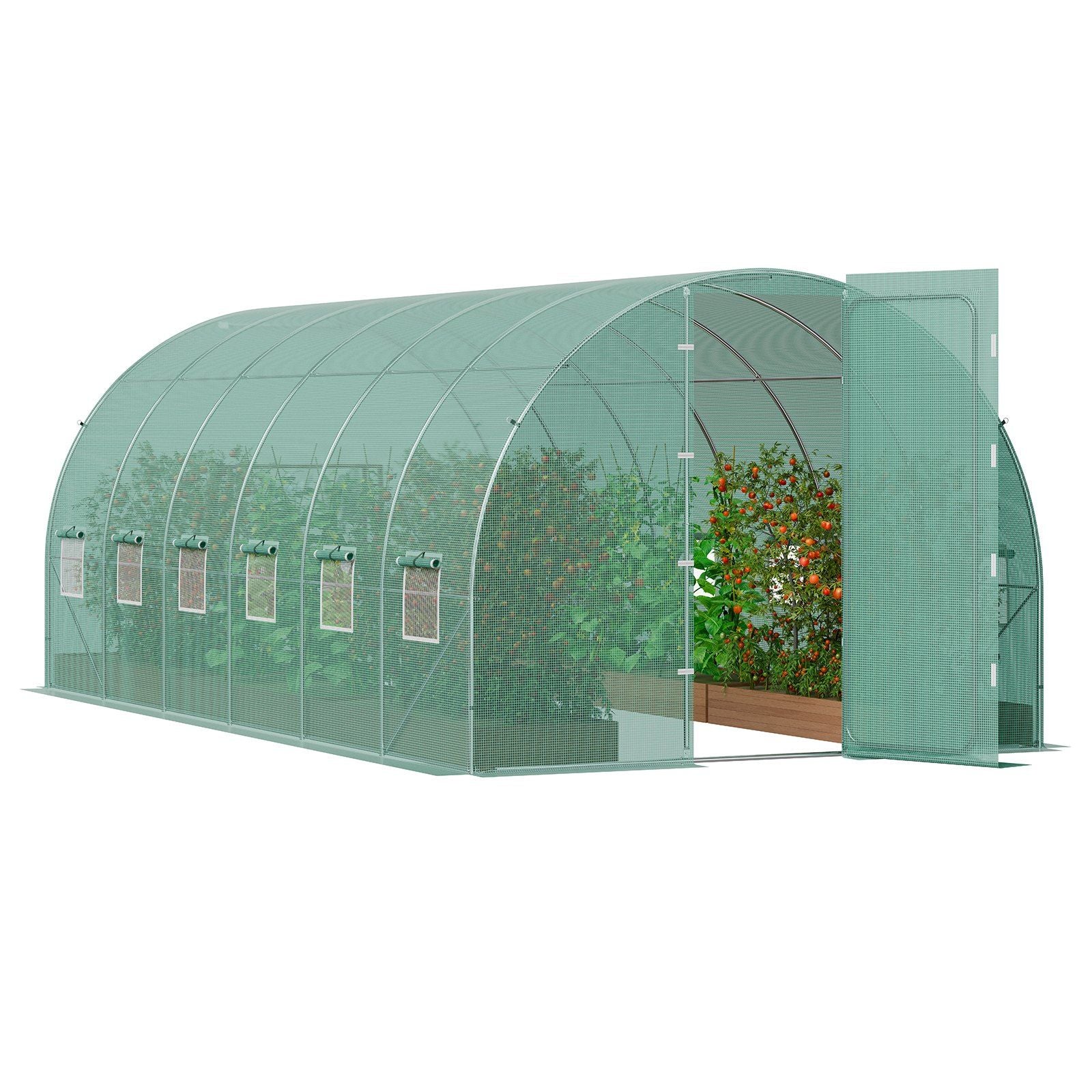 Walk-in Tunnel Greenhouse, 19.4x9.7x7.4 ft Hoop House Greenhouse Tunnel, Plant Hot House with Galvanized V952-SDXWS20X10X7C44VZV0