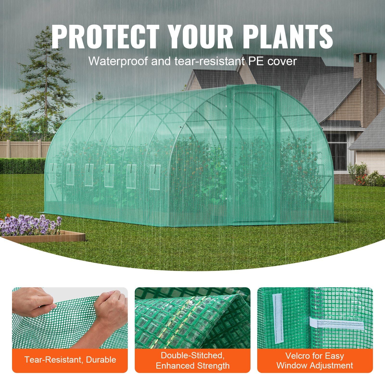 Walk-in Tunnel Greenhouse, 19.4x9.7x7.4 ft Hoop House Greenhouse Tunnel, Plant Hot House with Galvanized V952-SDXWS20X10X7C44VZV0