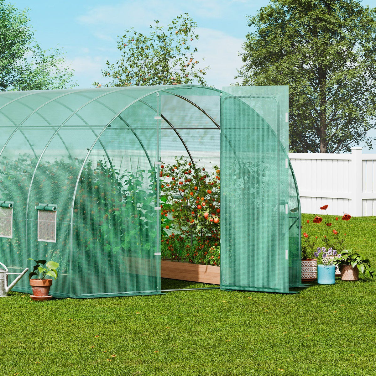 Walk-in Tunnel Greenhouse, 19.4x9.7x7.4 ft Hoop House Greenhouse Tunnel, Plant Hot House with Galvanized V952-SDXWS20X10X7C44VZV0