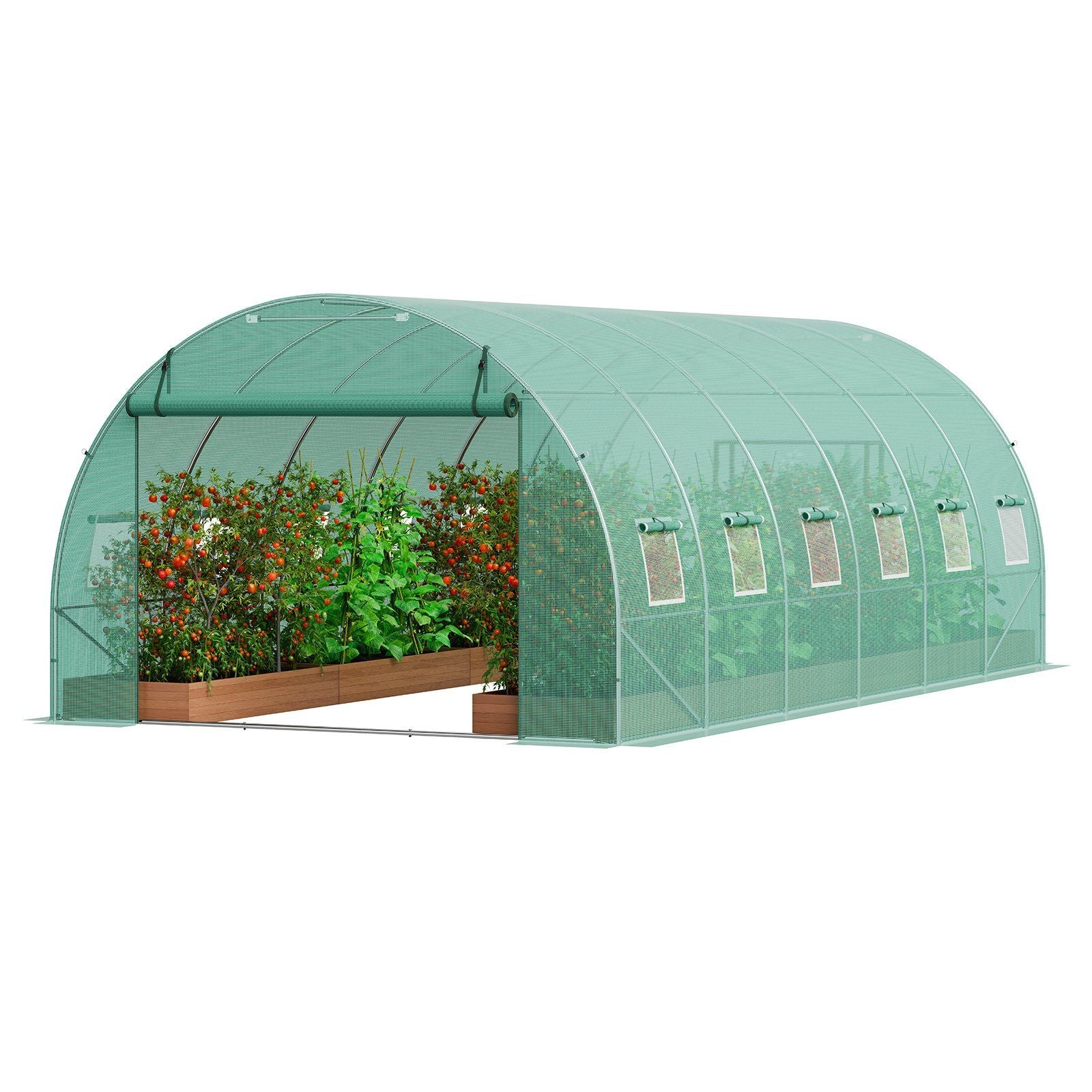 Walk-in Tunnel Greenhouse, 19.4x9.7x6.5 ft Hoop House Greenhouse Tunnel, Plant Hot House with Galvanized V952-SDXWS20X10X7U1NJ3V0