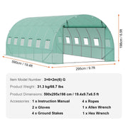 Walk-in Tunnel Greenhouse, 19.4x9.7x6.5 ft Hoop House Greenhouse Tunnel, Plant Hot House with Galvanized V952-SDXWS20X10X7U1NJ3V0