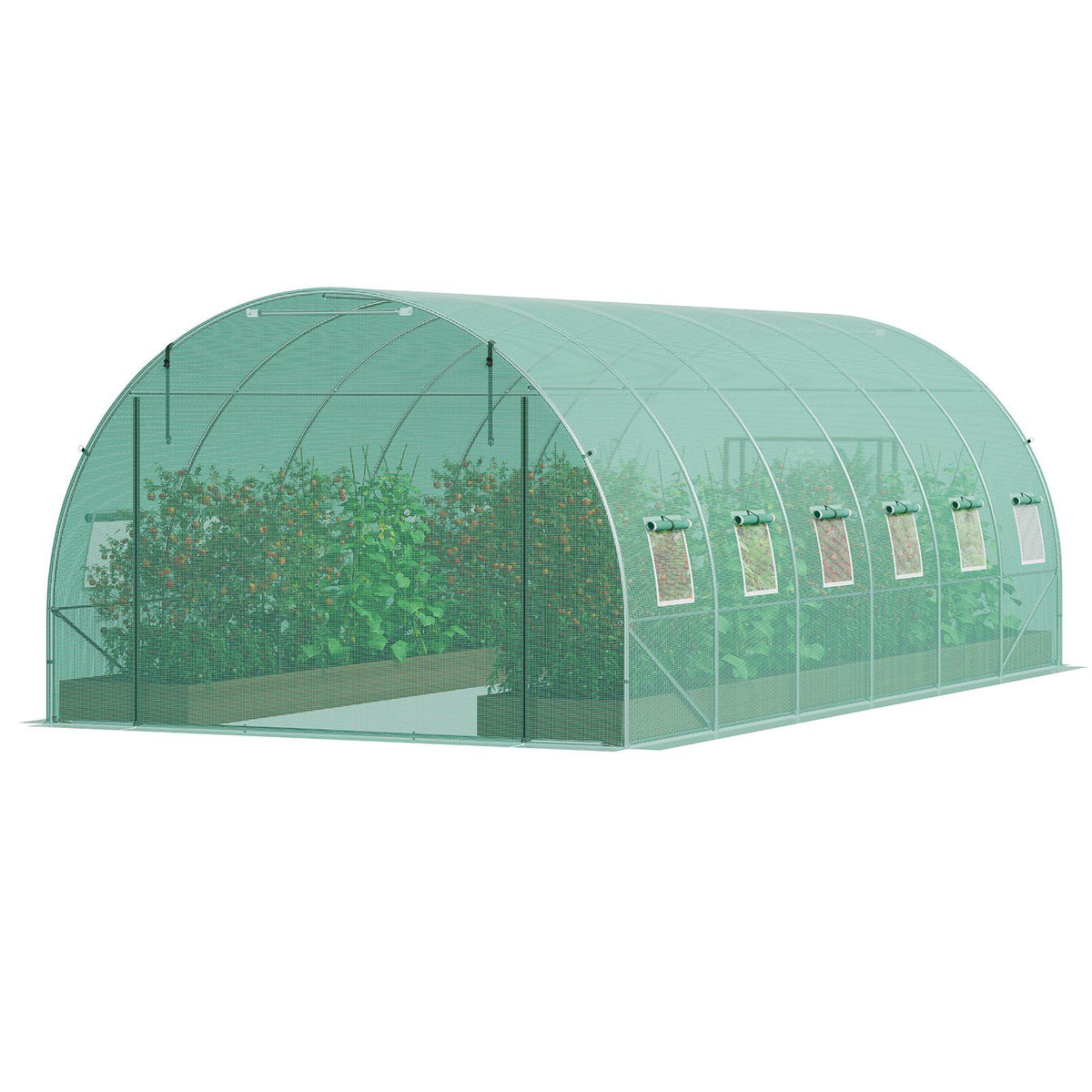 Walk-in Tunnel Greenhouse, 19.4x9.7x6.5 ft Hoop House Greenhouse Tunnel, Plant Hot House with Galvanized V952-SDXWS20X10X7U1NJ3V0