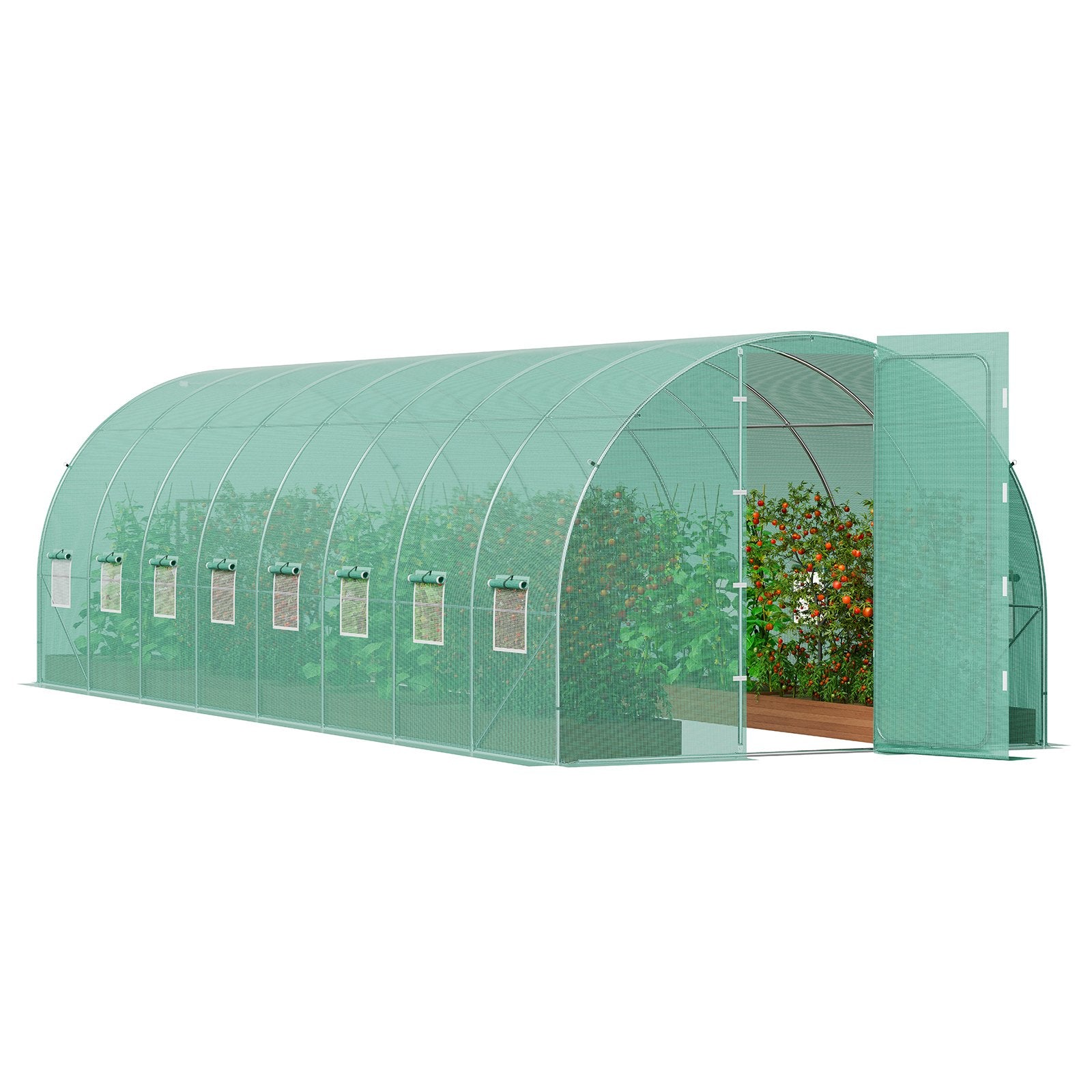 Walk-in Tunnel Greenhouse 27.38x9.5x7.38ft Galvanized Frame PE Cover Green V952-SDXWS28X10X7PC4TOV0