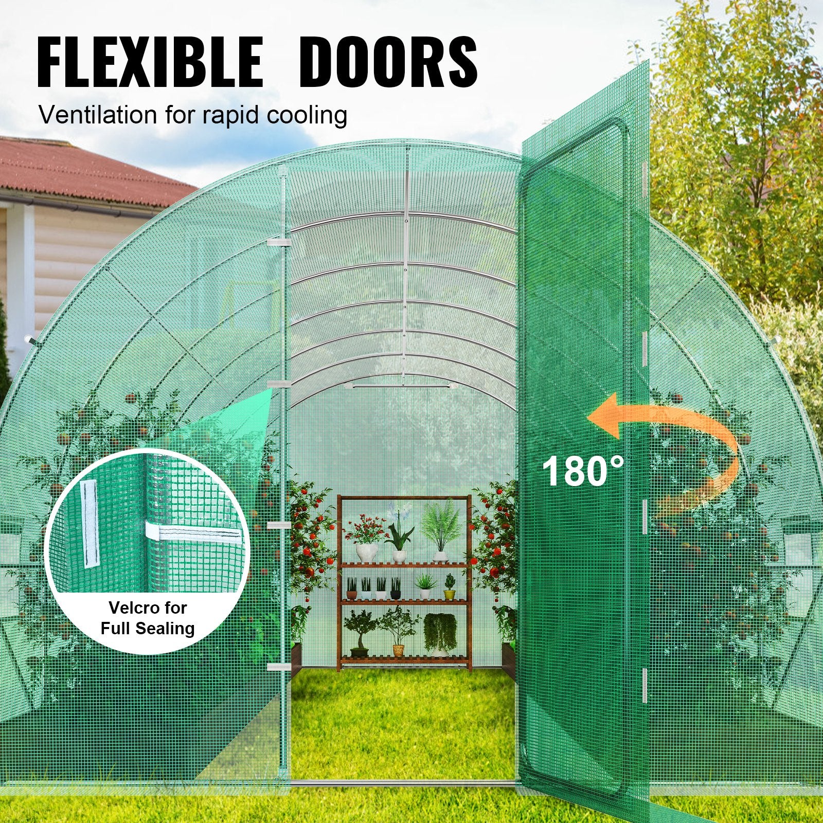 Walk-in Tunnel Greenhouse 27.38x9.5x7.38ft Galvanized Frame PE Cover Green V952-SDXWS28X10X7PC4TOV0