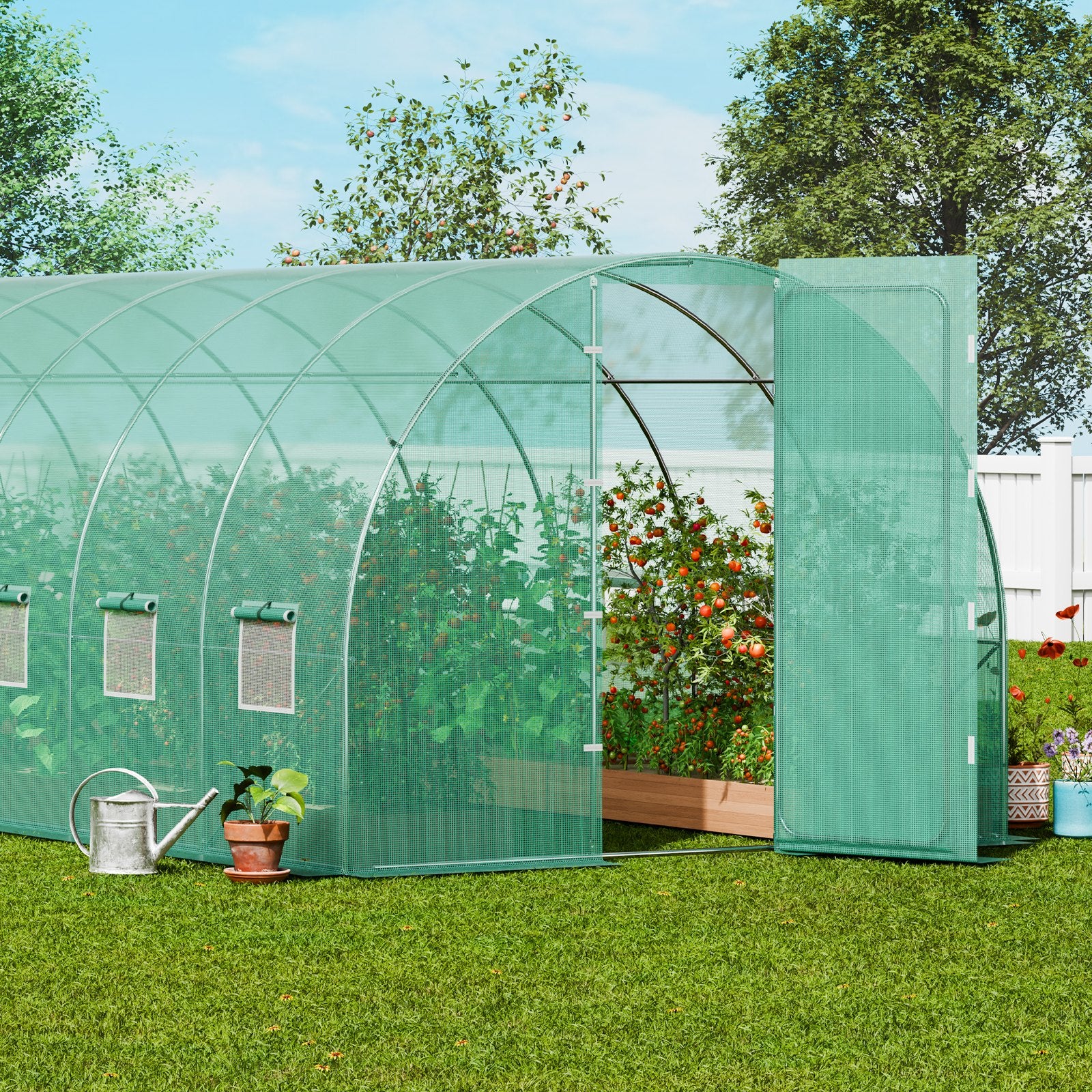 Walk-in Tunnel Greenhouse 27.38x9.5x7.38ft Galvanized Frame PE Cover Green V952-SDXWS28X10X7PC4TOV0