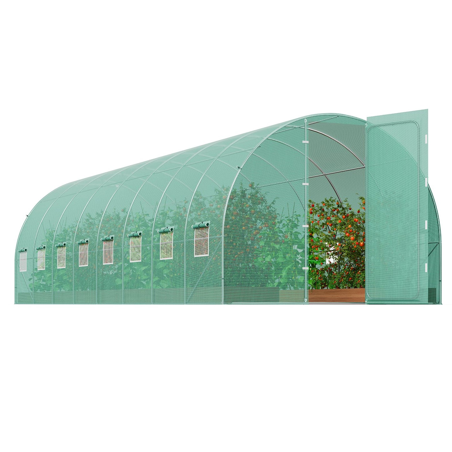 Walk-in Tunnel Greenhouse 27.38x9.5x7.38ft Galvanized Frame PE Cover Green V952-SDXWS28X10X7PC4TOV0