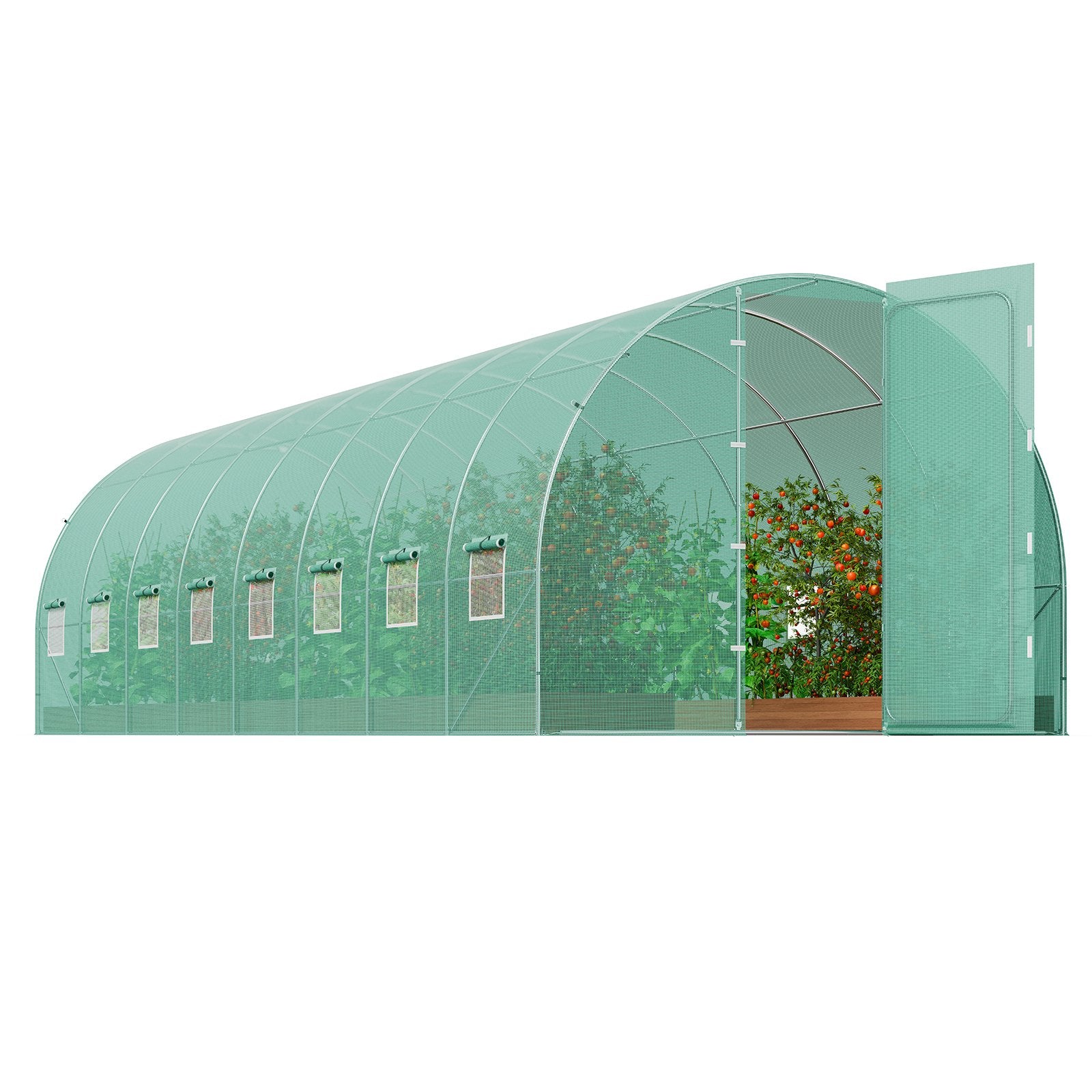 Walk-in Tunnel Greenhouse 27.38x9.5x7.38ft Galvanized Frame PE Cover Green V952-SDXWS28X10X7PC4TOV0