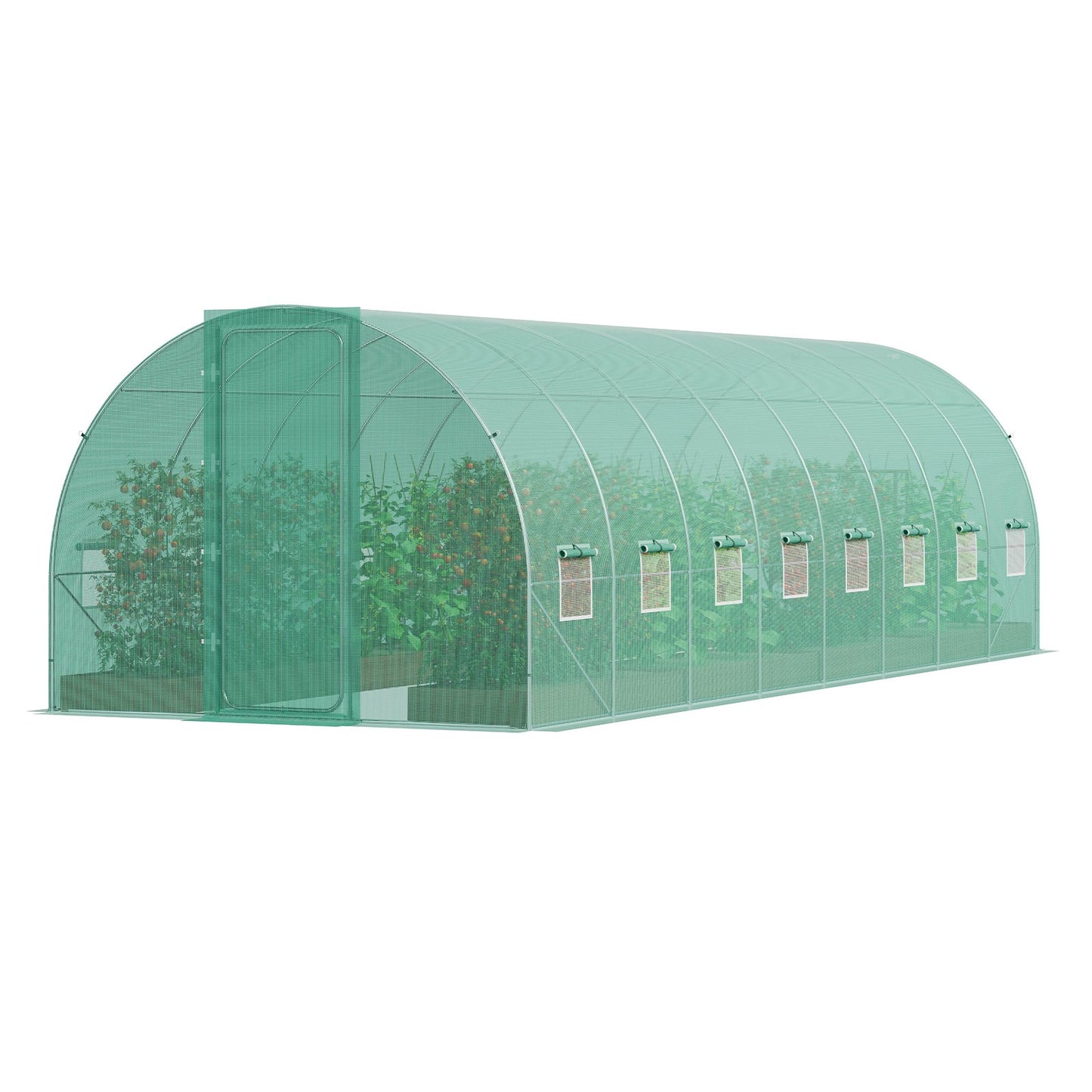 Walk-in Tunnel Greenhouse 27.38x9.5x7.38ft Galvanized Frame PE Cover Green V952-SDXWS28X10X7PC4TOV0