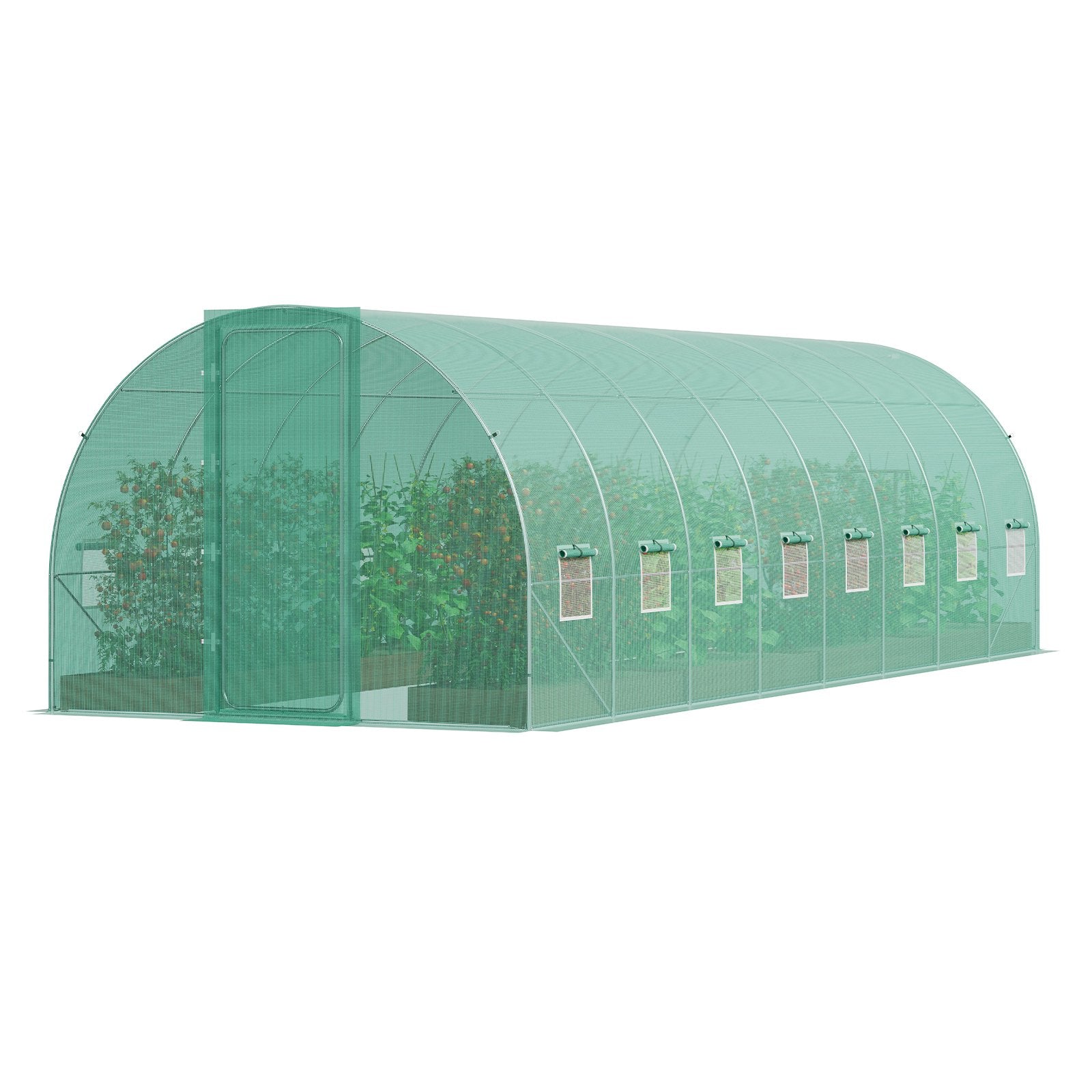 Walk-in Tunnel Greenhouse 27.38x9.5x7.38ft Galvanized Frame PE Cover Green V952-SDXWS28X10X7PC4TOV0