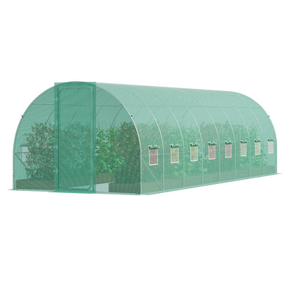 Walk-in Tunnel Greenhouse 27.38x9.5x7.38ft Galvanized Frame PE Cover Green V952-SDXWS28X10X7PC4TOV0