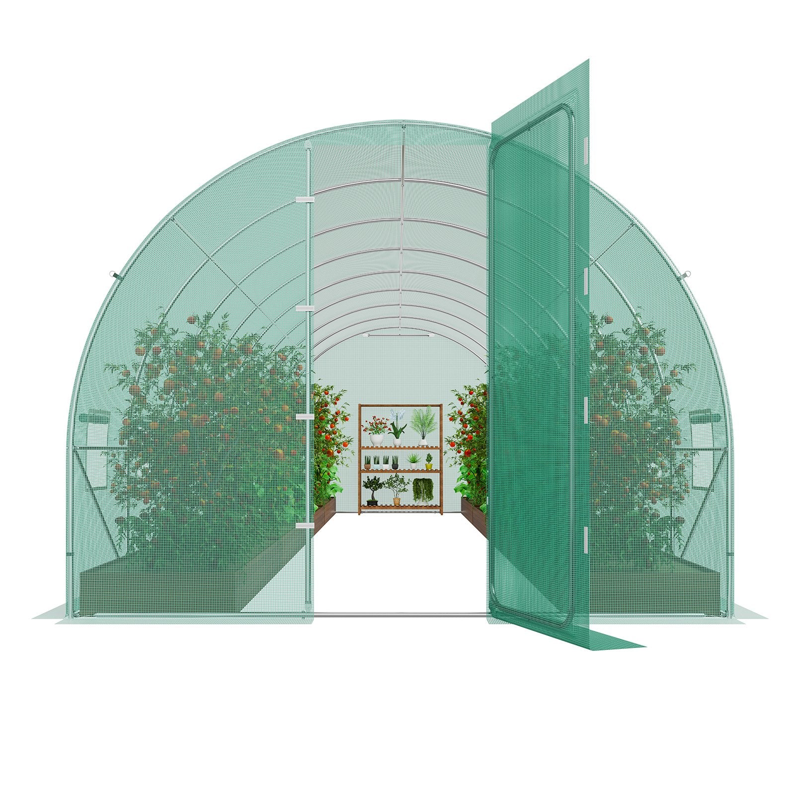 Walk-in Tunnel Greenhouse 27.38x9.5x7.38ft Galvanized Frame PE Cover Green V952-SDXWS28X10X7PC4TOV0