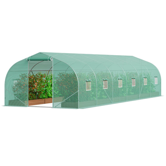 Walk-in Tunnel Greenhouse, 29.5x9.8x6.6 ft Hoop House Greenhouse Tunnel, Peaked Roof Plant Hot House with V952-SDXWS30X10X7FTY13V0