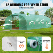 Walk-in Tunnel Greenhouse, 29.5x9.8x6.6 ft Hoop House Greenhouse Tunnel, Peaked Roof Plant Hot House with V952-SDXWS30X10X7FTY13V0