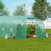 Walk-in Tunnel Greenhouse, 29.5x9.8x6.6 ft Hoop House Greenhouse Tunnel, Peaked Roof Plant Hot House with V952-SDXWS30X10X7FTY13V0